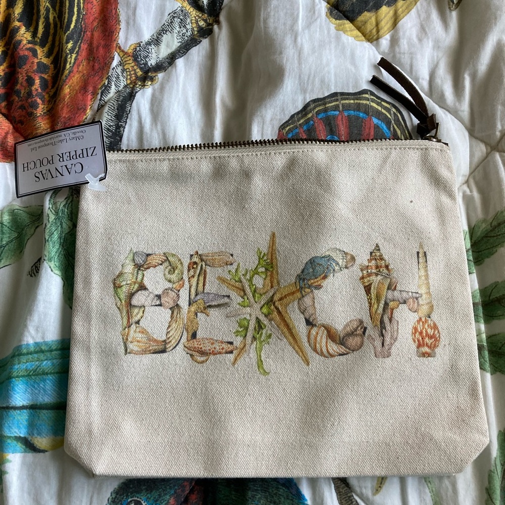 Beach logo canvas zip up pouch